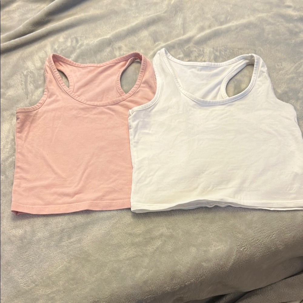 Pink and White Tank Tops